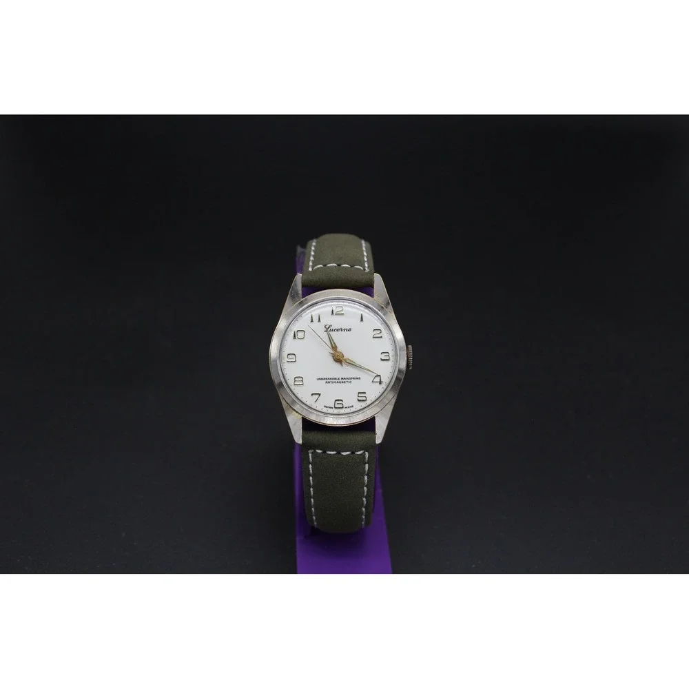 Vintage Lucerne Swiss Manual Wind Watch 33mm Serviced New Crystal Strap